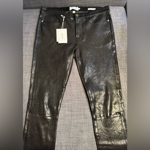 FRAME Leather Pants. NWT. Size 31. Black. - Picture 4 of 12